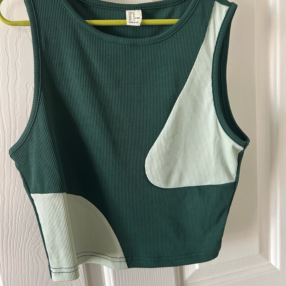 Chic Green and White Women's Crop Top